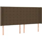 vidaXL Hoofdbord met randen 183x16x118/128 cm stof donkerbruin
