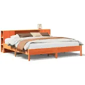 vidaXL Bed met boekenkast zonder matras grenenhout wasbruin 200x200 cm