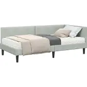 Syfax Hoekbedframe met Matras 2 st Lichtgrijs 90 x 200 cm Fluweel