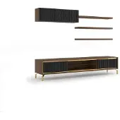 AEA Komplett Wohnwand Wandschrank Holzmöbel Modern Set 5tlg 3x Wandregale