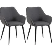 CLP Set van 2 eetkamerstoelen Vessa, fluweel - zwart