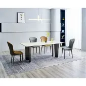 AEA Esszimmergarnitur Stilvoller Esstisch Küchenstühle 4x Kunstleder Stühle