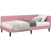 Syfax Hoekbedframe met Matras 2 st Roze 100 x 200 cm Fluweel