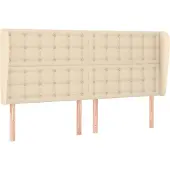 vidaXL Hoofdbord met randen 183x23x118/128 cm stof crèmekleurig