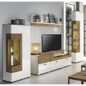 AEA Modern Set TV-Lowboard 2x Vitrine s Wohnwand Wandregal Komplett