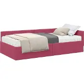 Syfax Hoekbedframe met Matras 2 st Wijnrood 90 x 200 cm Fluweel