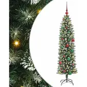 Syfax Kunstmatige slanke kerstboom met 150 LED Groen en Wit 150 cm