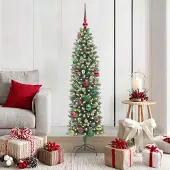 Prolenta Maison Exclusive - Kunstkerstboom, slank model, groen en wit, 150 cm