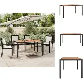 vidaXL Tuintafel met houten blad, zwart, van polyrotan en acaciahout - Tuintafels