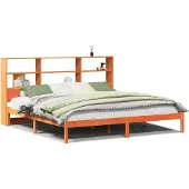 vidaXL Bed met boekenkast zonder matras grenenhout wasbruin 200x200 cm