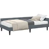 Syfax Hoekbedframe met Matras 2 st Donkergrijs 100 x 200 cm Fluweel
