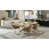 AEA Moderne Essgruppe Holz Esstisch Essecke Beige Esszimmer 7tlg Stühle