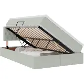 vidaXL LED opbergbed met matras Lichtgrijs 120 x 200 cm Fluweel