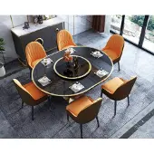 AEA Designer Tisch Esszimmertisch Oval Glas Rund Tische Moderner Ausziehbarer