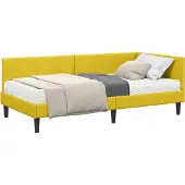 Syfax Hoekbedframe met Matras 2 st Geel 100 x 200 cm Fluweel