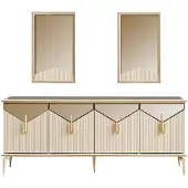 AEA Komplette Esszimmer Esstisch 2tlg Anrichte Esszimmertisch Gold Holz