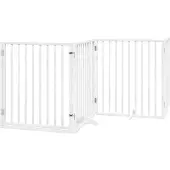 vidaXL Hondenhek met deur opvouwbaar 4 panelen wit 320 cm populierenhout