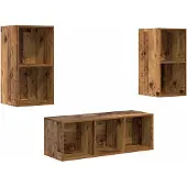 Syfax Tv-meubelset Wandgemonteerd 3 pcs Oud Hout Bewerkt hout