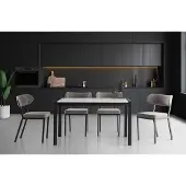 AEA Essgruppe Esszimmer Tisch Essecke Esstisch Holztisch Stühle 5tlg Grau