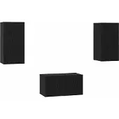 Syfax Tv-meubelset Wandgemonteerd 3 pcs Zwart Eiken Bewerkt hout