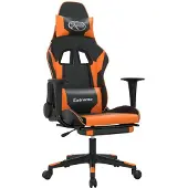 Syfax Massage gamestoel met voetensteun kunstleer zwart en oranje