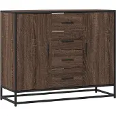 Syfax Dressoir 92x35x76 cm bewerkt hout bruin eikenkleurig