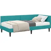 Syfax Hoekbedframe met Matras 2 st Turquoise 100 x 200 cm Fluweel