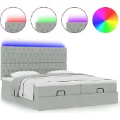Syfax Ottoman bed met matrassen en LED's 180x200cm fluweel lichtgrijs