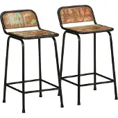 Syfax Barkrukken 2 st 46x35,5x80 cm massief gerecycled hout