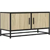 vidaXL Tv-meubel 80x34,5x40 cm bewerkt hout metaal sonoma eikenkleurig