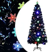 Syfax Kerstboom met LED-sneeuwvlokken 210 cm glasvezel zwart