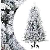 Syfax Kunst Kerstboom met Geveerde Takken, Sneeuw Bedekt Wit 120 cm