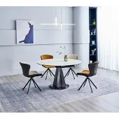 AEA Moderne Essgruppe Designer Rundtisch Stilvolle 4x Kunstleder Stühle 5tlg