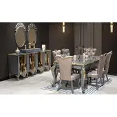 AEA Luxueuze eethoek, eettafel, stoelen, meubels, complete eethoek, 8-delig.