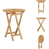 vidaXL Opklapbare tuintafel, diameter 60 cm, massief teakhout - Tuintafels