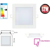 Braytron 12W LED inbouwspot, 170x170mm, warmwit licht, 910 lumen, vierkante inbouwlamp