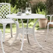 Prolenta Maison Exclusive - Tuintafel, wit, Ø90x75 cm, aluminium gietwerk