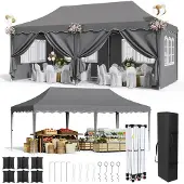 OEM Pop-up paviljoen, waterdicht, met UV-bescherming, stevig aluminium frame, donkergrijs