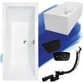 Besco QUADRO ligbad 170 x 75 cm wit met baddrager met hoofdsteun