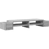 vidaXL Monitorstandaard opbergruimte 100x27x15 cm hout grijs sonoma