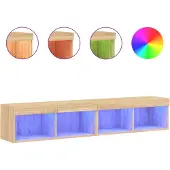vidaXL Tv-meubels met LED-verlichting 2 st 80x30x30 cm sonoma eiken