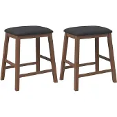 Syfax Barstoelen met kussens 2 st massief hout rubber bruin