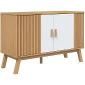 Syfax Dressoir OLDEN 114x43x73,5 cm massief grenenhout wit en bruin