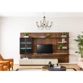 AEA Luxus Wohnwand Schrank Regal Wohnzimmer Vitrine Wohnwände Holz Design
