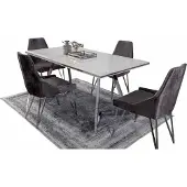 AEA Komplett Set Esstisch 4x Stühle Esszimmer Set Ess Gruppe Metall Tisch