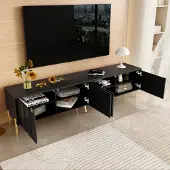 OKWISH TV-meubel, TV-kast, 1903848 cm, televisietafel, woonkamerkast, zwart