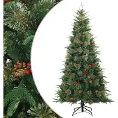 Syfax Kunstmatige Inklapbare Kerstboom Groen 210 cm PVC, PE en Staal