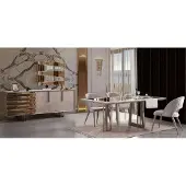 AEA Luxus Essecke Essgruppe Esszimmer Esstisch Stühle Beige Holz Set 8tlg