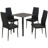 Syfax Eetkamerset tafel en stoel zwart 5-delig