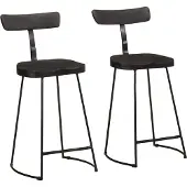 Prolenta Maison Exclusive - 2 barkrukken, zwart, 49x43x88 cm, mango massief hout